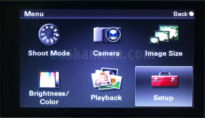 Camera menu of Sony NEX